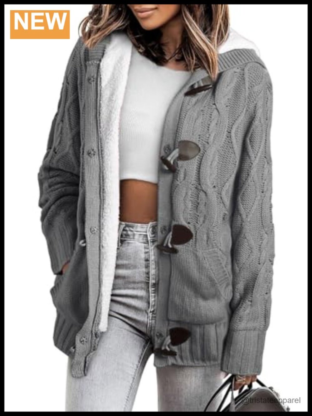 Women's Hooded Fleece Lined Cardigan Sweater Button Down Long Sleeve Winter